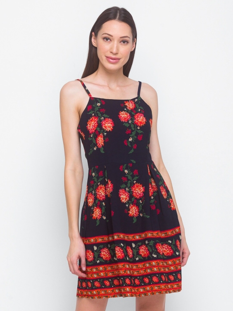 

LYKKEIN Blue & Red Floral Dress