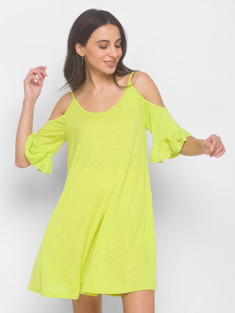 

LYKKEIN Women Green A-Line Dress
