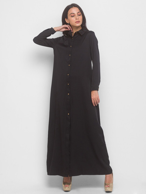 

LYKKEIN Women Black Maxi Dress