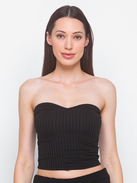 

LYKKEIN Women Black Tube Crop Top