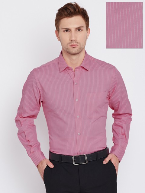 

John Players Men Pink Slim Striped Formal Shirt