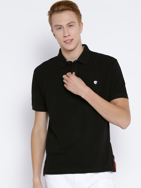 

John Players Men Black Solid Slim Polo Collar T-shirt