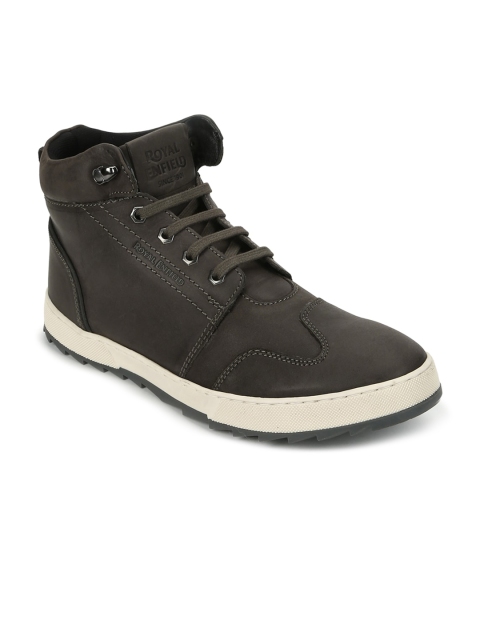 

Royal Enfield Men Grey Leather Flat Boots