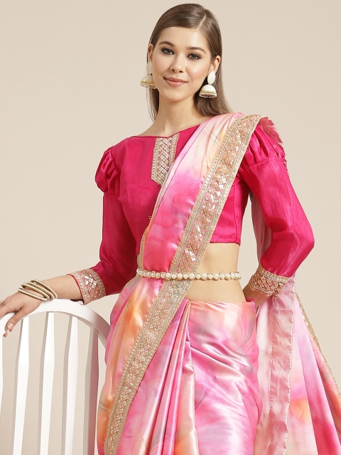 

Tikhi Imli Pink & Orange Tie and Dye Sequinned Saree