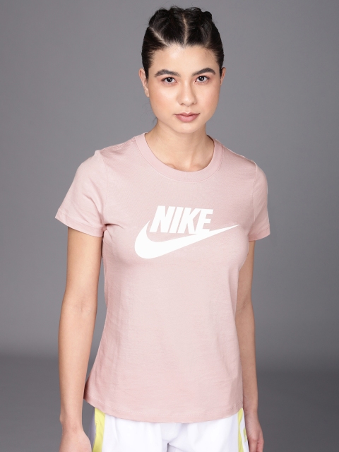 

Nike Women Pink Brand Logo Printed T-shirt