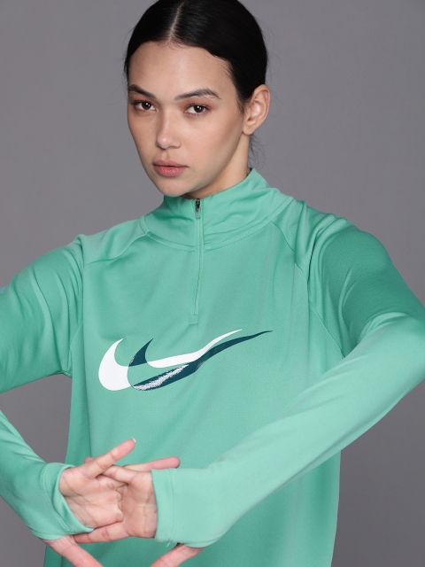 

Nike Women Green High Neck Running T-shirt