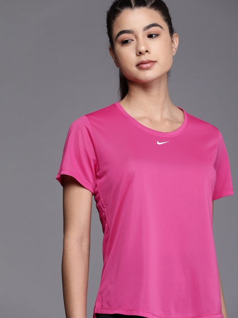 

Nike Women Pink Solid ONE DF SS STD Top
