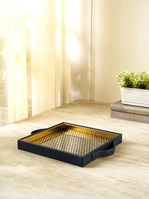 

Pure Home and Living Navy Blue Chevron Square Glass Tray