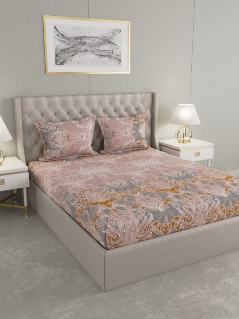 

Raymond Home Mauve & Orange Ethnic Motifs 200 TC King Bedsheet with 2 Pillow Covers