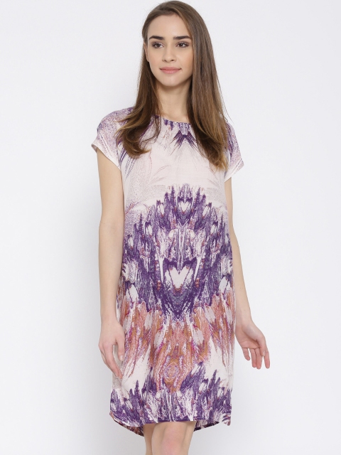 

Vero Moda Women Off-White & Purple Printed Shift Dress