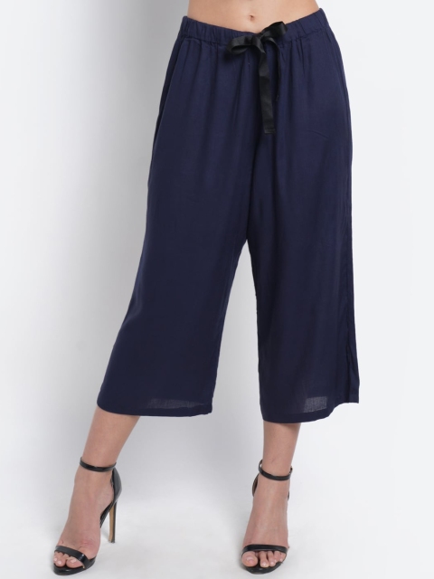 

Purple State Women Navy Blue Solid Regular Fit Culottes