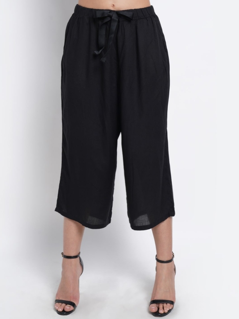 

Purple State Woman Black Pleated Culottes Trousers