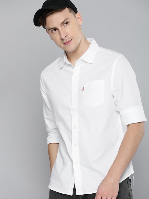 

Levis Men White Solid Slim Fit Pure Cotton Casual Shirt