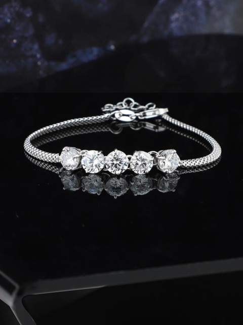 

VANBELLE 925 Sterling Silver CZ-Studded Rhodium-Plated Link Bracelet