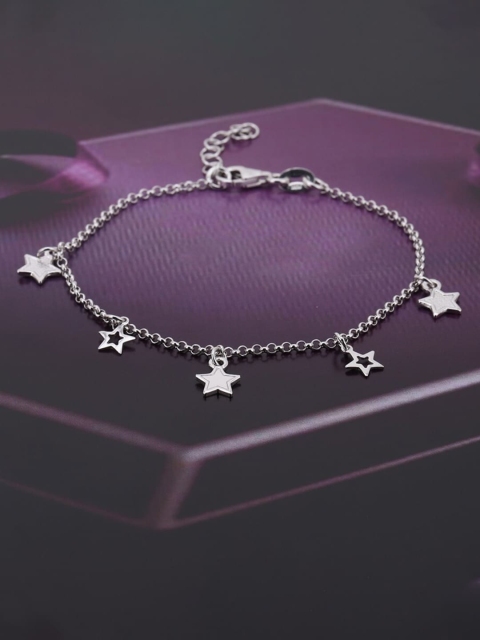

VANBELLE Women 925 Sterling Silver Handcrafted Rhodium-Plated Charm Bracelet