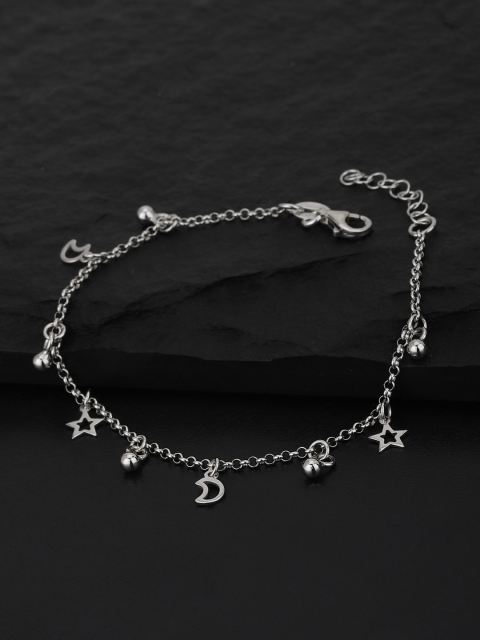 

VANBELLE Women 925 Sterling Silver Handcrafted Rhodium-Plated Charm Bracelet