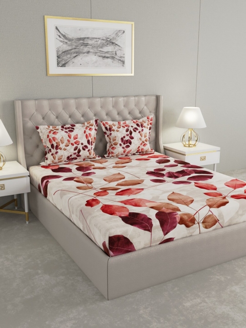 

Raymond Home Red & White Floral 300 TC King Bedsheet with 2 Pillow Covers