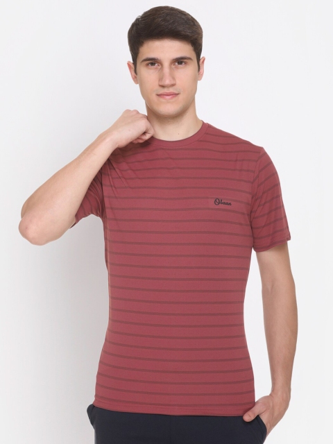 

Obaan Men Maroon Striped Dri-FIT T-shirt
