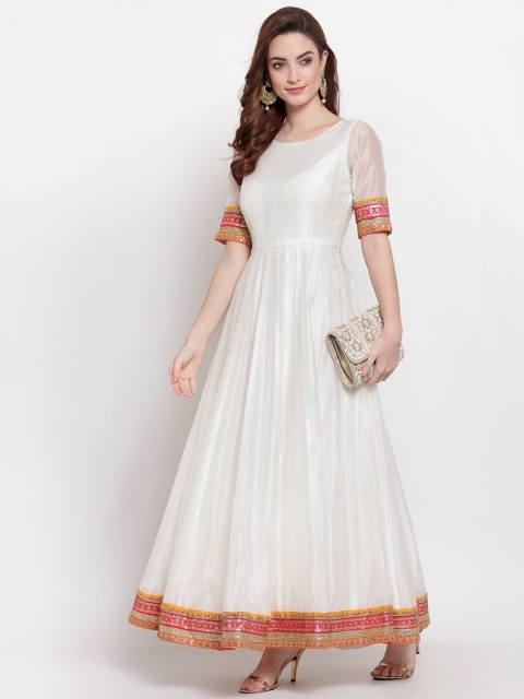 

Desi Weavess Women White Backless Maxi Dress