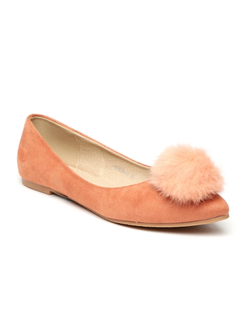 

Addons Women Peach-Coloured Pointed-Toe Ballerinas