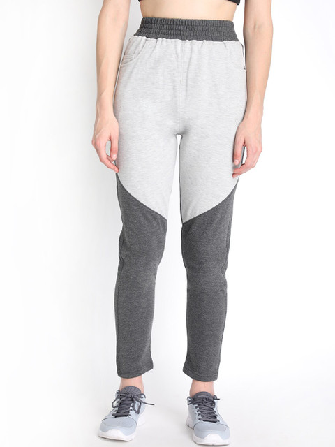 

Chkokko Women Grey Colourblocked Regular Fit Track Pants
