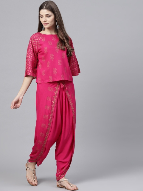 

Bitterlime Women Pink Top with Dhoti Pants