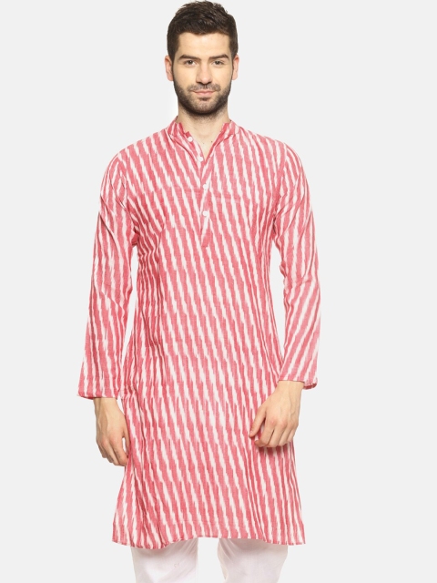 

PAROKSH Men Pink Ikat Kurta