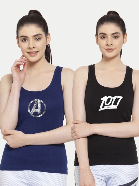 

Friskers Pack Of 2 Navy Blue & Black Avenger Top