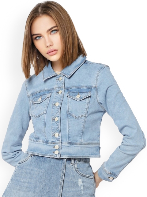 

ONLY Women Blue Crop Denim Jacket