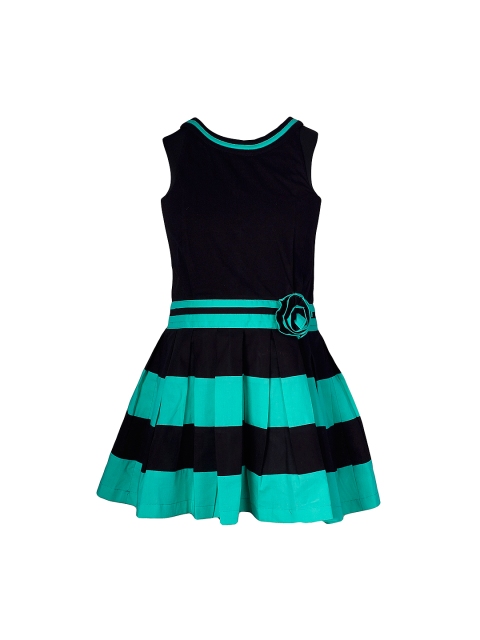

naughty ninos Girls Black Striped Fit and Flare Dress