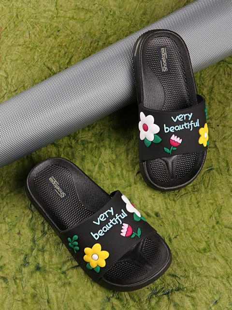 

Shoetopia Girls Black & Yellow Rubber Sliders