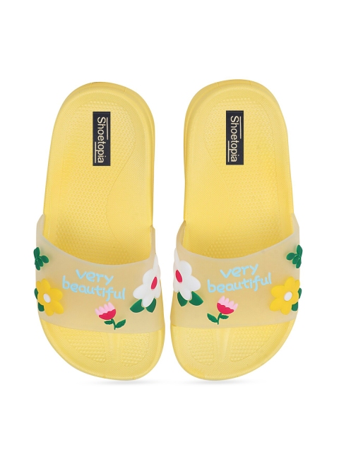 

Shoetopia Girls Yellow Printed Sliders
