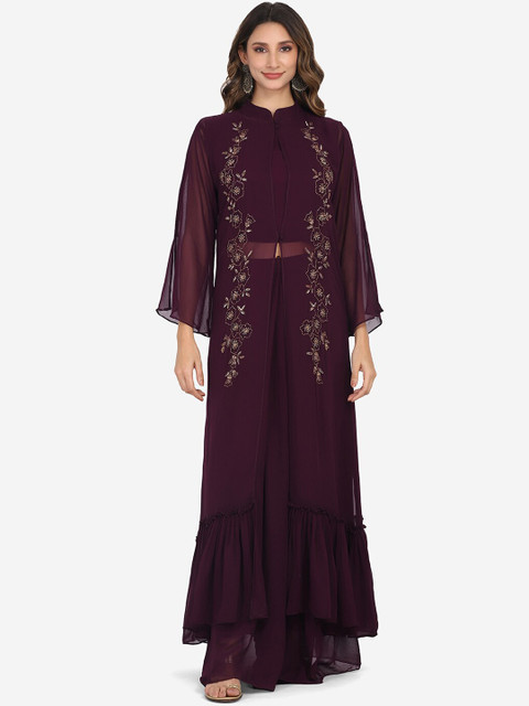 

BOMBAY SELECTIONS Women Purple High Slit Kurta with Trousers