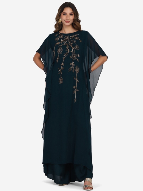 

BOMBAY SELECTIONS Women Blue High Slit Kurta with Palazzos