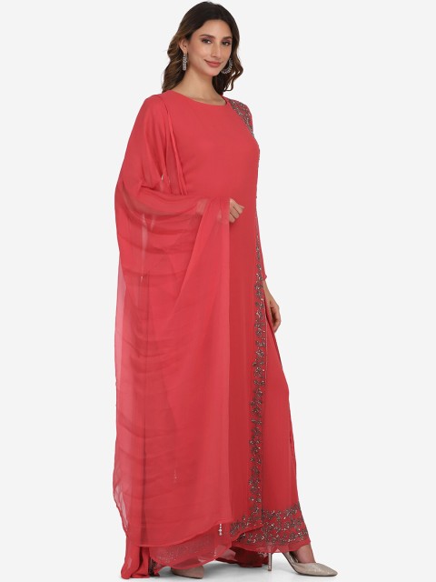 

BOMBAY SELECTIONS Women Pink Beads and Stones Kurta with Palazzos & With Dupatta