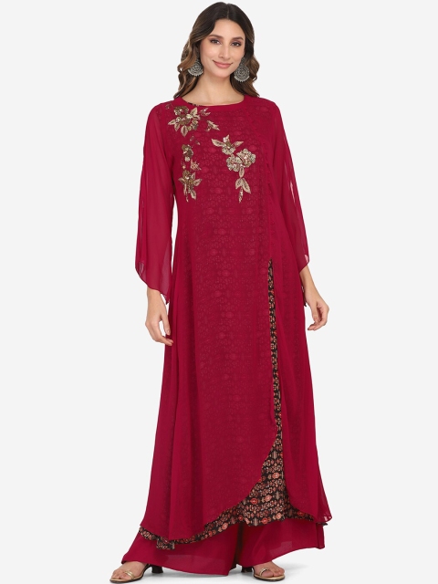 

BOMBAY SELECTIONS Women Magenta Printed Kurta with Churidar