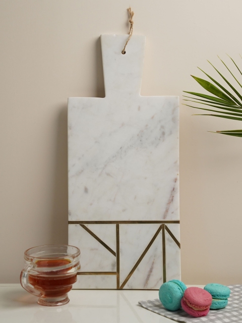

Folkstorys White & Gold-Toned Handmade Marble Cheeseboard