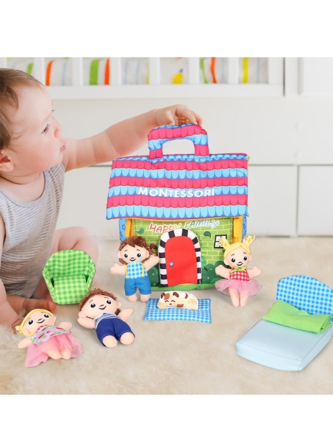 

Baby Moo Kids Green & Blue Play House Family Plush Set