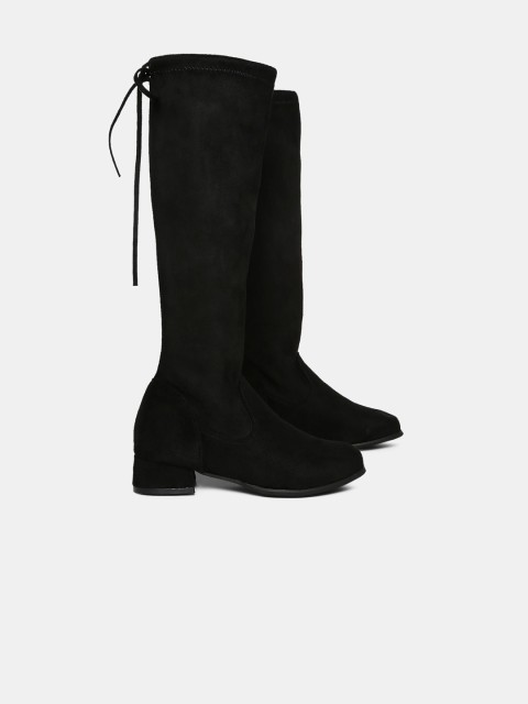 

20Dresses Black Suede High-Top Block Heeled Boots