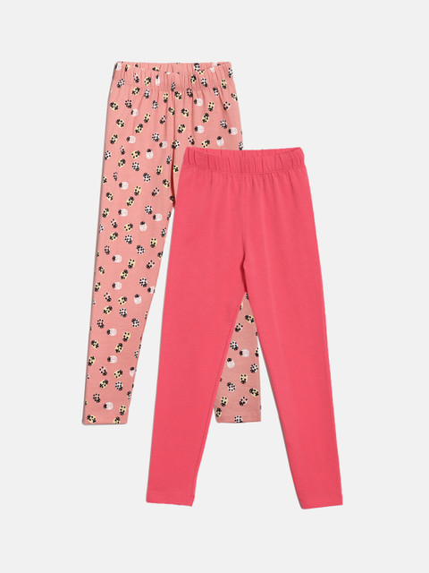 

YK Girls Pink Pack Of 2 Lycra Ankle-Length Cotton Lycra Leggings