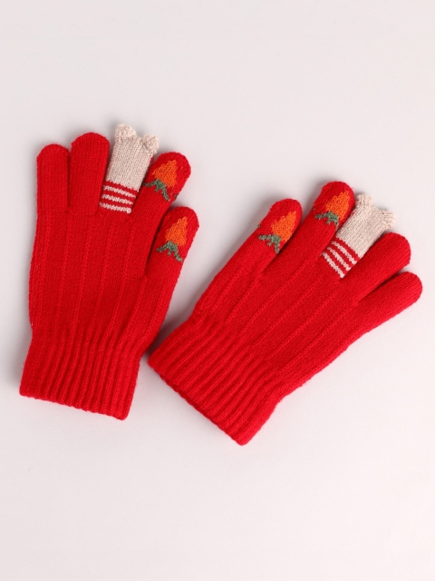 

Toonyport Kids Red Patterned Hand Gloves