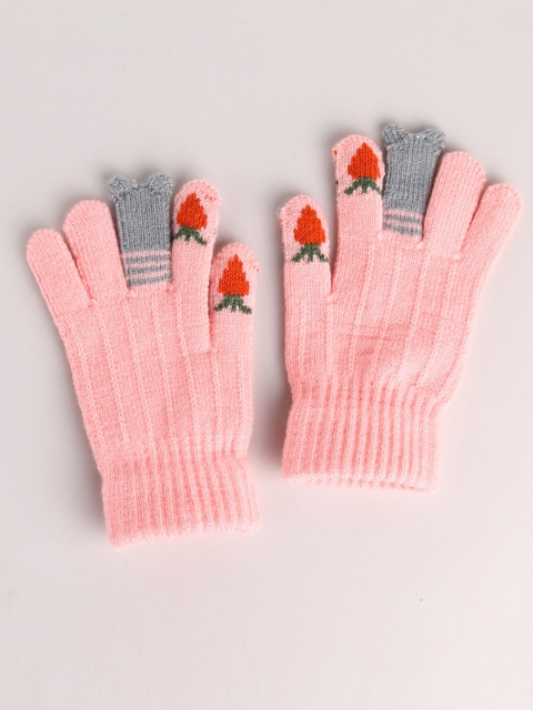 

Toonyport Kids Pink & Grey Patterned Woolen Hand Gloves