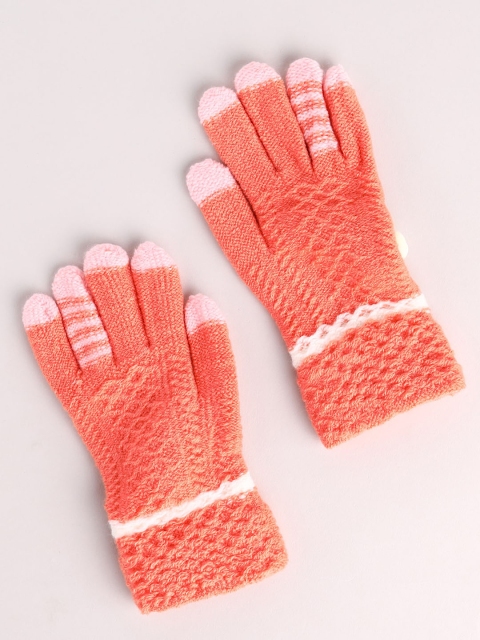 

Toonyport Unisex Kids Orange Patterned Woolen Hand Gloves