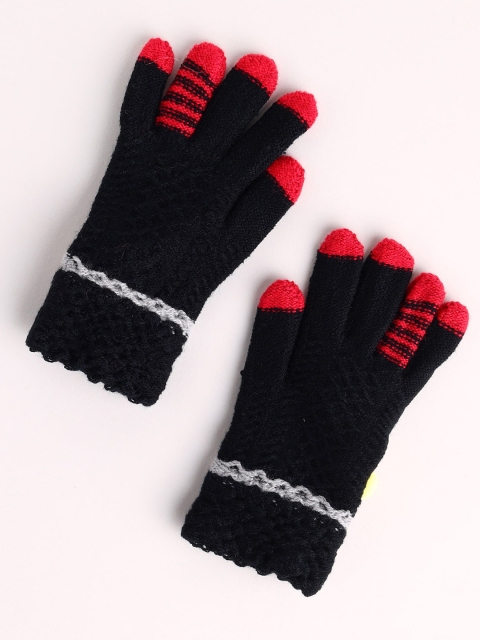 

Toonyport Kids Black & Red Patterned Woolen Hand Gloves