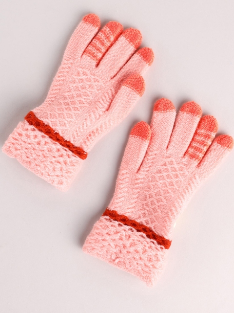 

Toonyport Kids Peach-Coloured & Red Patterned Woolen Hand Gloves