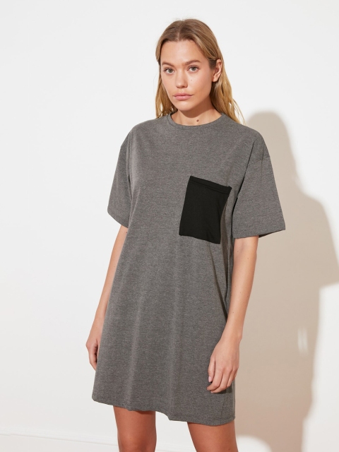 

Trendyol Grey Cotton T-shirt Dress