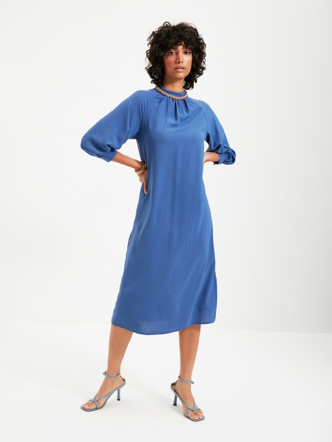 

Trendyol Blue Solid Dress