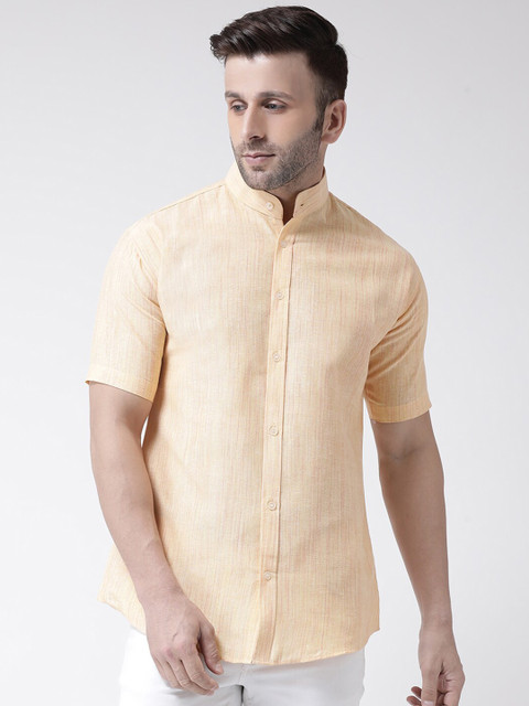 

KHADIO Men Beige Solid Regular Fit Casual Cotton Shirt