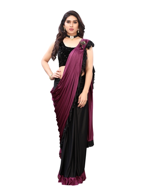 

Viva N Diva Purple Colourblocked Sequinned Ready to Wear Saree