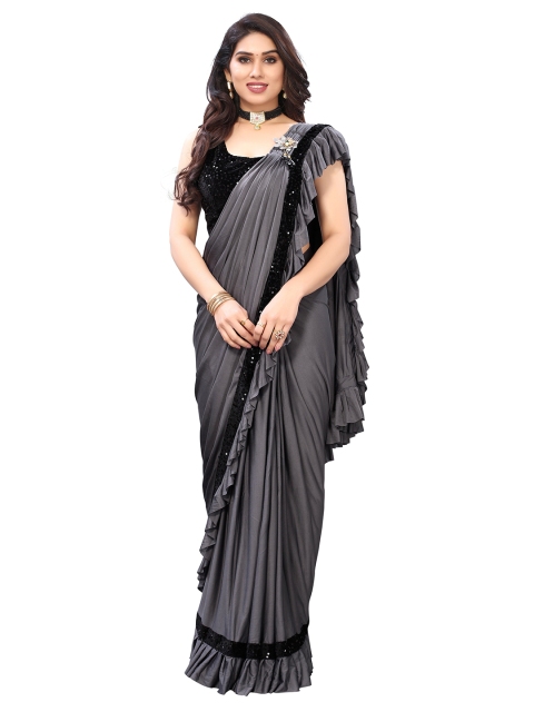 

Viva N Diva Grey & Black Ready to Wear Saree